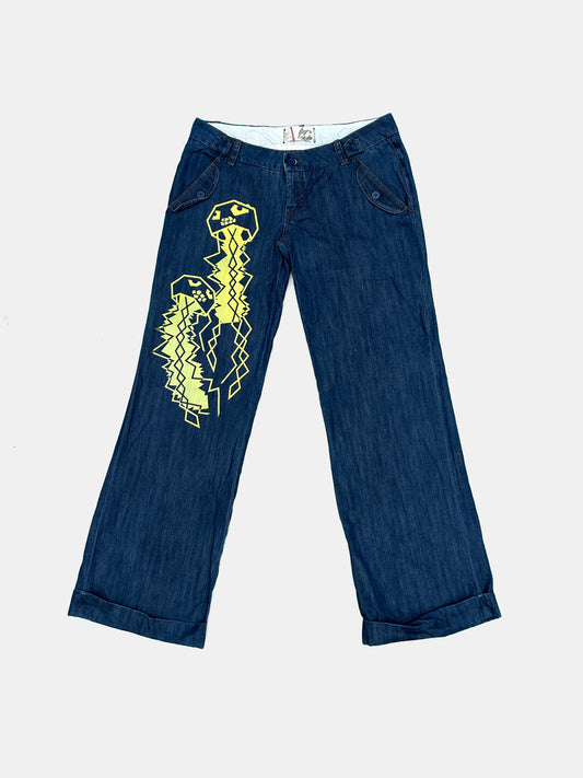 [billabong] low-rise sailor-fit dark-wash jeans with cuffing